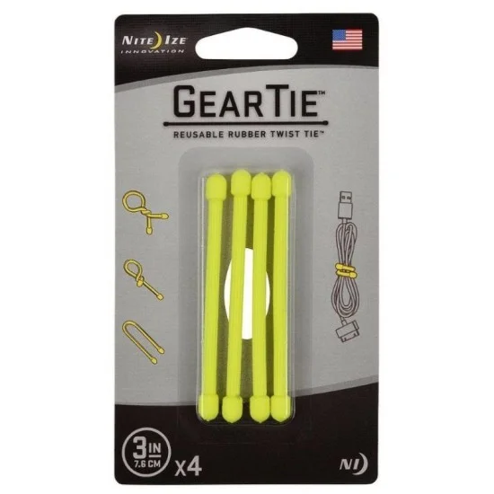 NiteIze Gear Tie&reg; Reusable Rubber Twist Tie 3 in. - 4 Pack